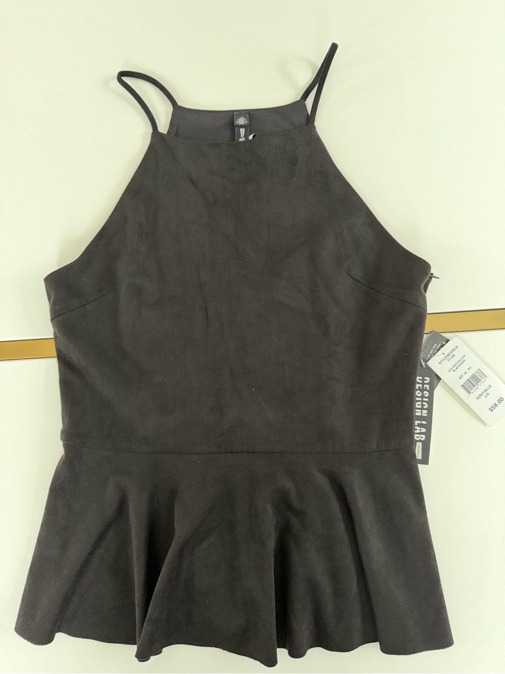 Design Lab Lord & Taylor Black Peplum Top